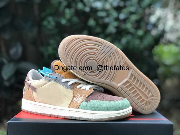 1 shoes og zion williamson low 1s men women voodoo flax oil green sneakers dz7292-200, White;red